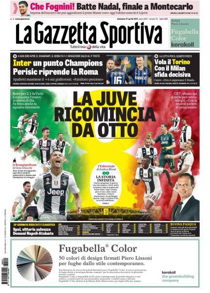 La Gazzetta Sportiva, La Juve Ricomincia Da Otto - CalcioMercato.it