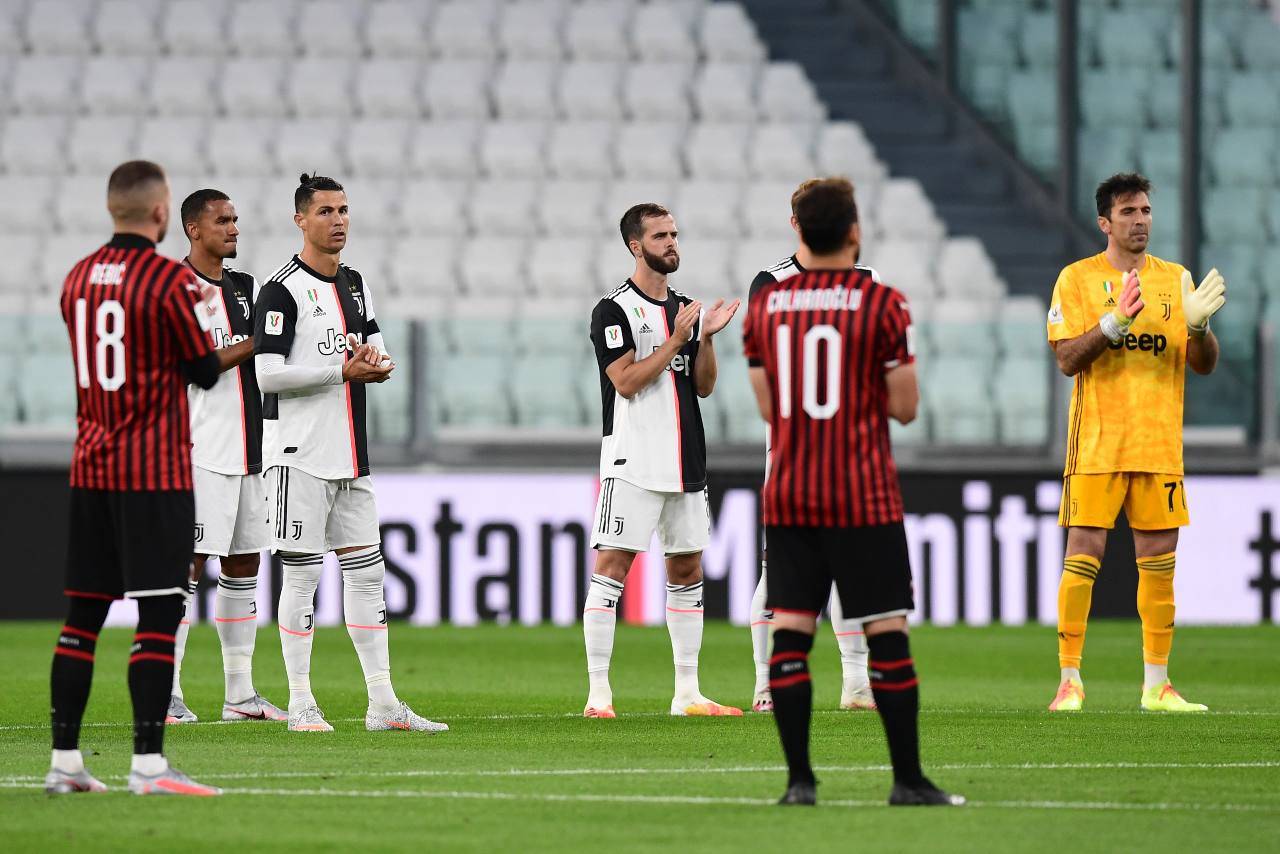 Juventus-Milan, l'omaggio al personale sanitario