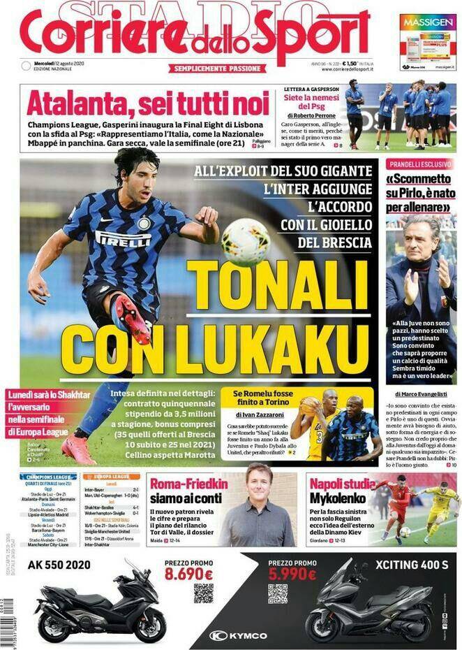 Corriere Dello Sport Prima Pagina Mercoledì 12 Agosto 2020