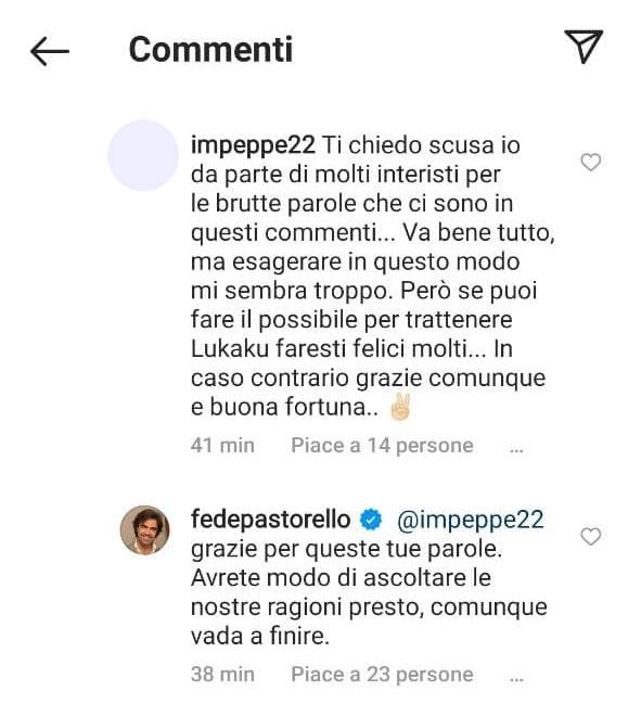 Pastorello su Instagram