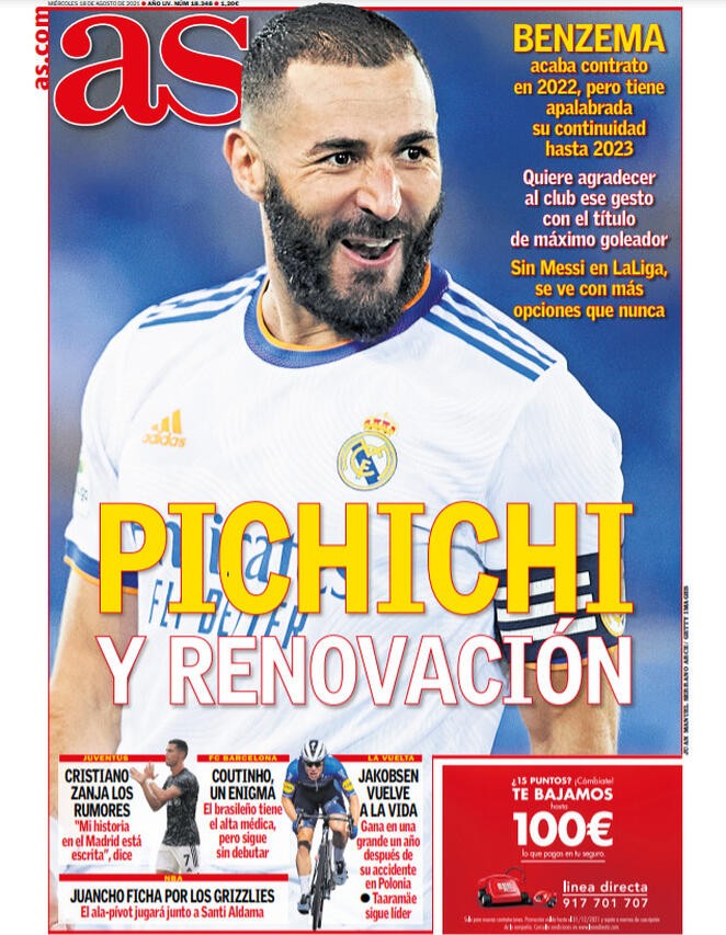 AS, la prima pagina del 18 agosto 2021