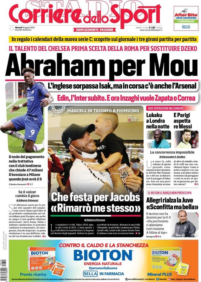 Corriere dello Sport, la prima pagina di oggi 10 agosto