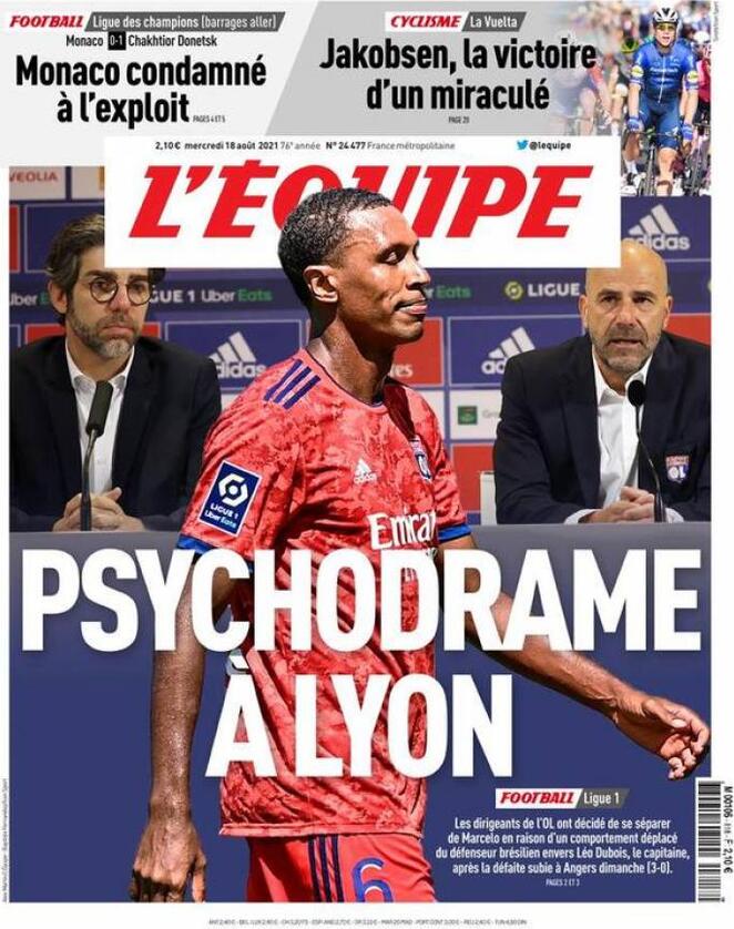 L'Equipe, la prima pagina del 18 agosto 2021