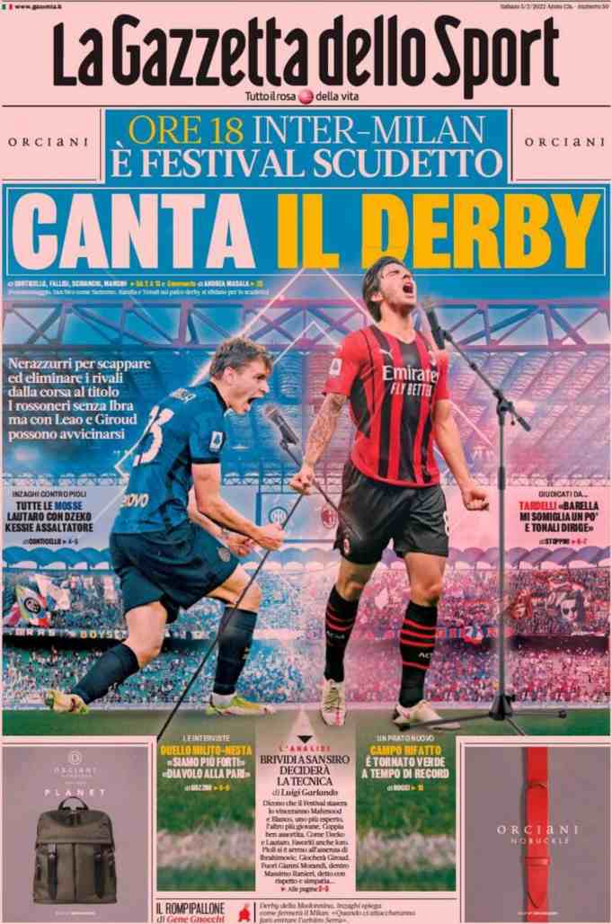 La Gazzetta dello Sport, Canta il derby