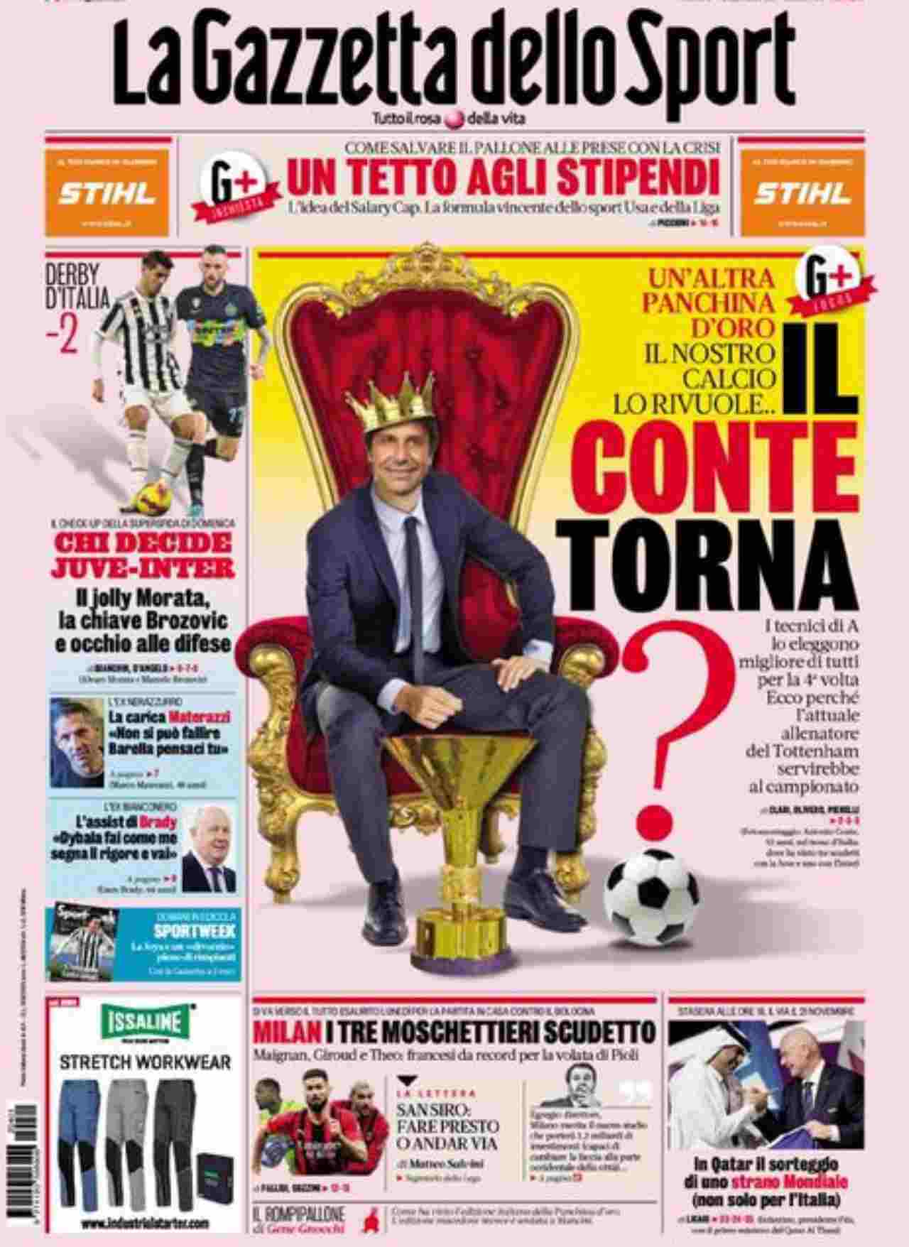 Gazzetta dello Sport: "Il Conte torna?"