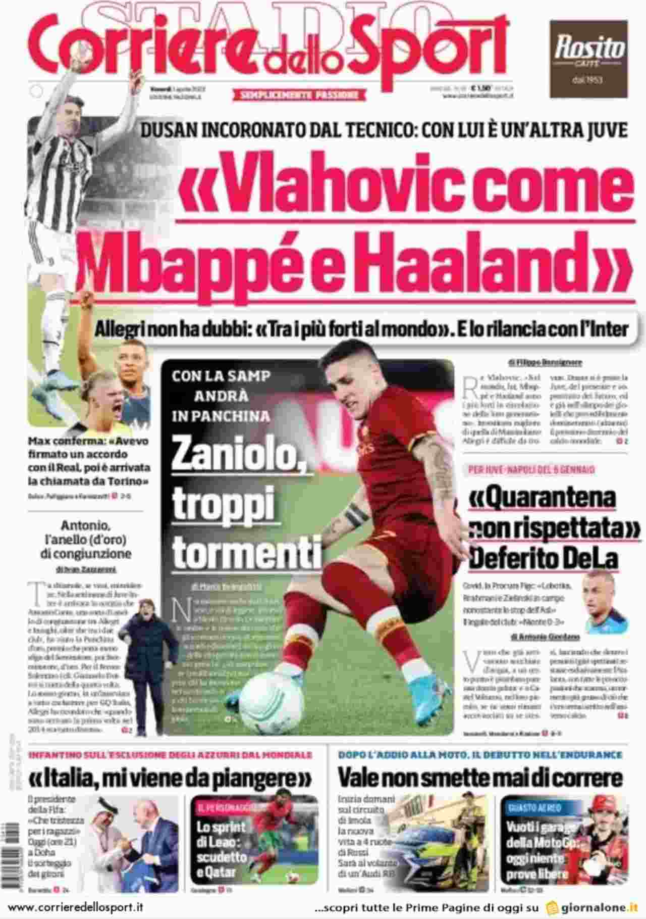 Corriere dello Sport: "Zaniolo, troppi tormenti"