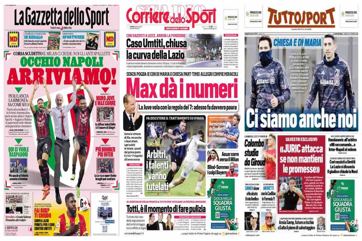 Quotidiani sportivi, le prime pagine del 6 gennaio