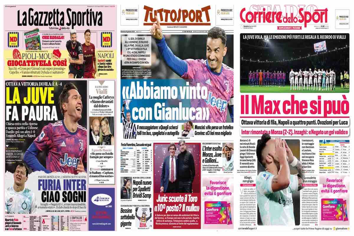 Quotidiani Sportivi, prime pagine dell'8 gennaio