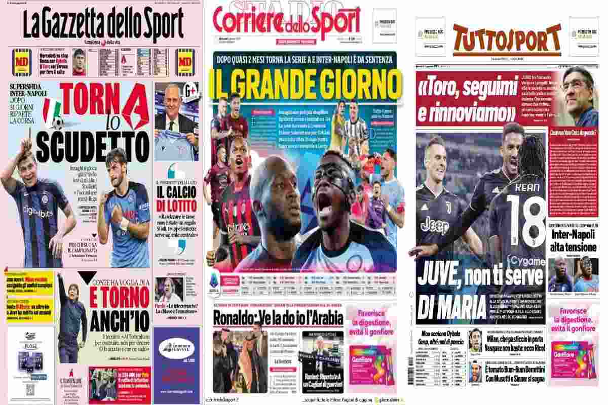 Rassegna Stampa, le prime pagine dei quotidiani sportivi del 4 gennaio 2023