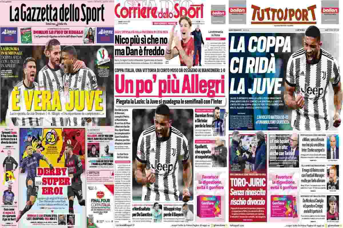 Rassegna stampa, le prime pagine dei quotidiani sportivi del 3 febbraio