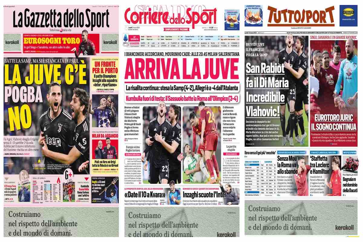 Quotidiani Sportivi, le prime pagine del 13 marzo