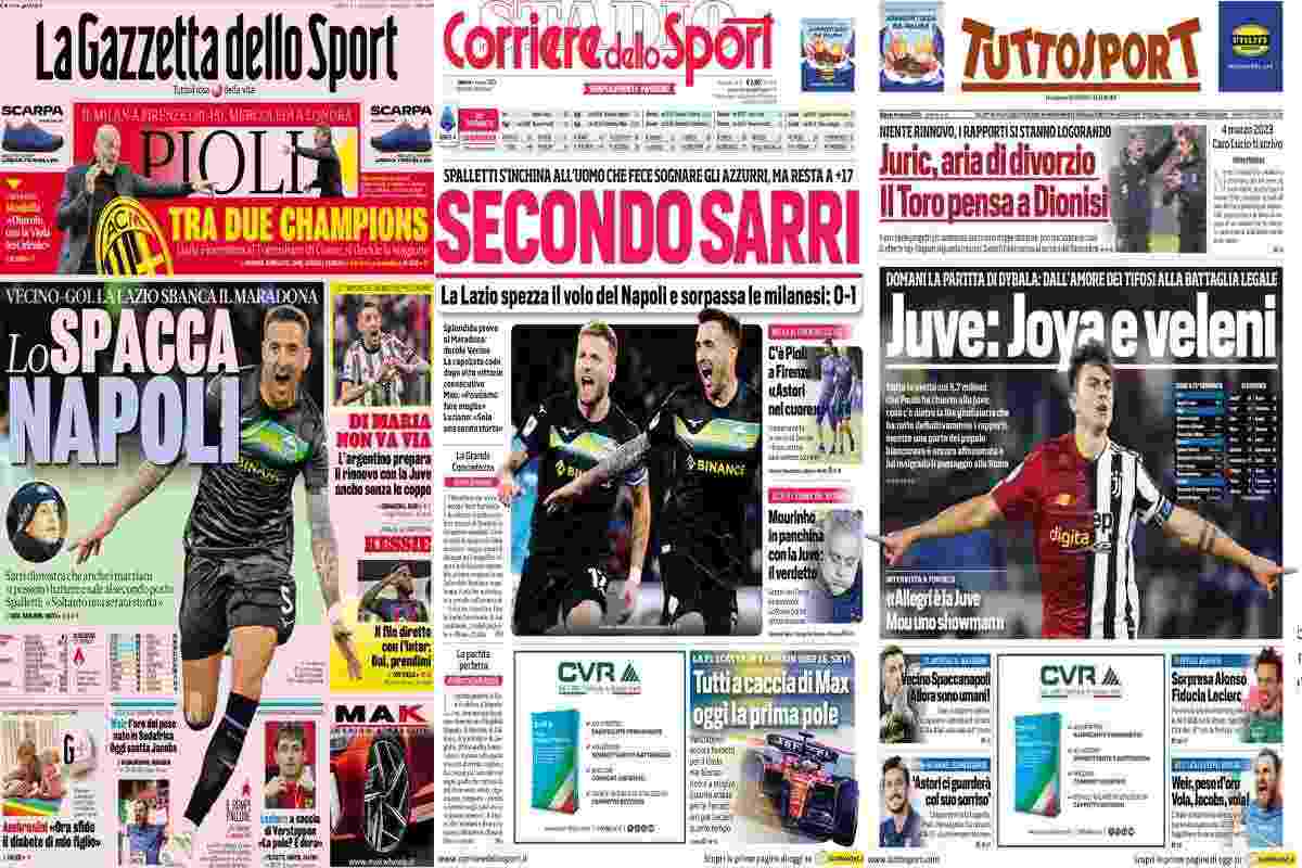 Rassegna stampa, le prime pagine dei quotidiani sportivi del 4 marzo