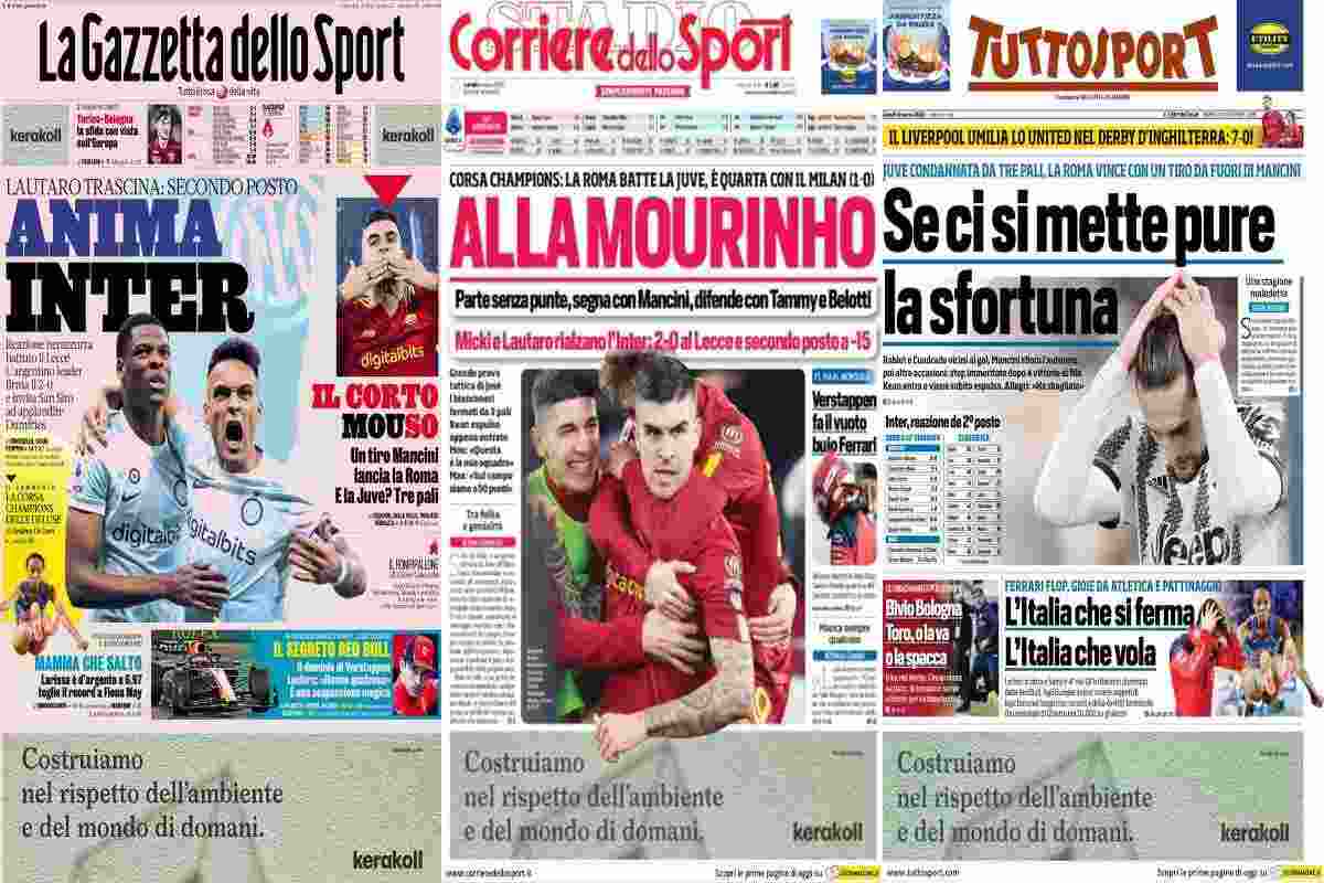 Rassegna stampa, le prime pagine dei quotidiani sportivi del 6 marzo