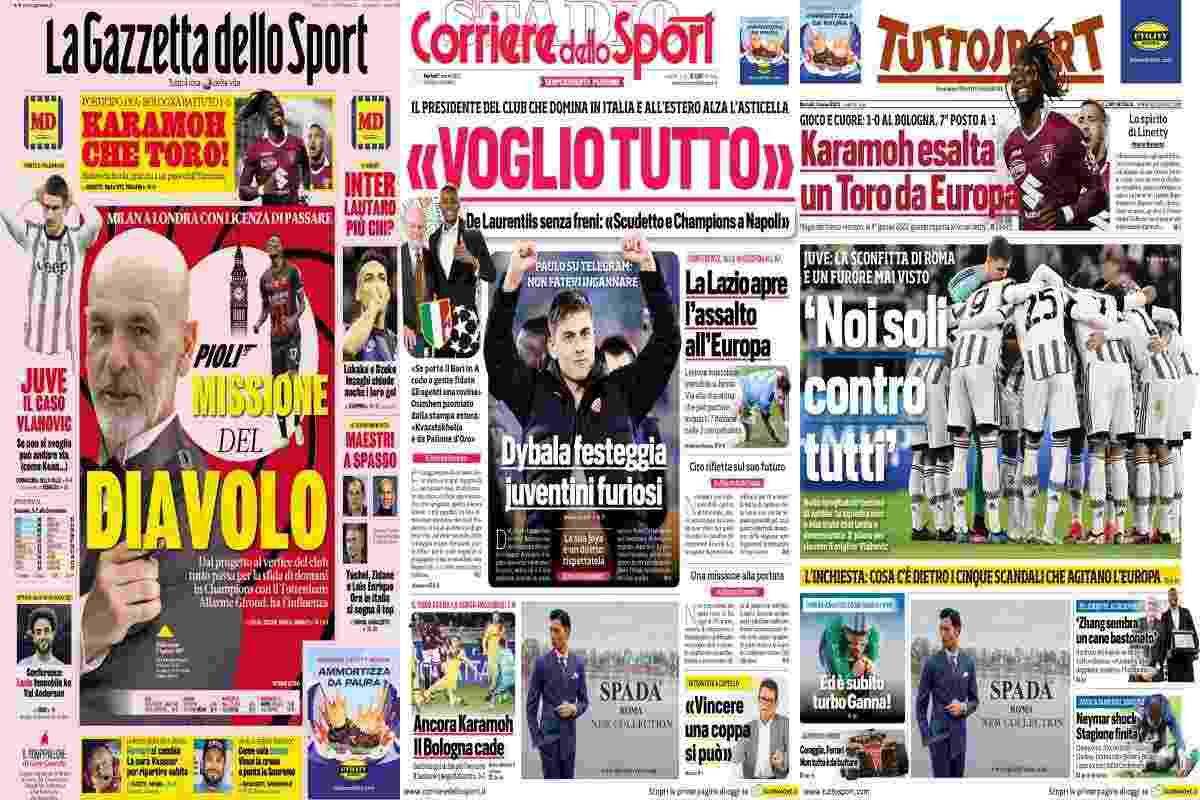 Rassegna stampa, le prime pagine dei quotidiani sportivi del 7 marzo