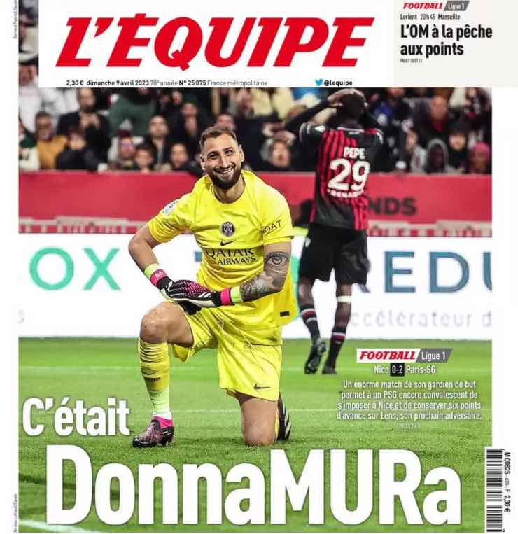 La prima pagina de L'Equipe dedica a Donnarumma