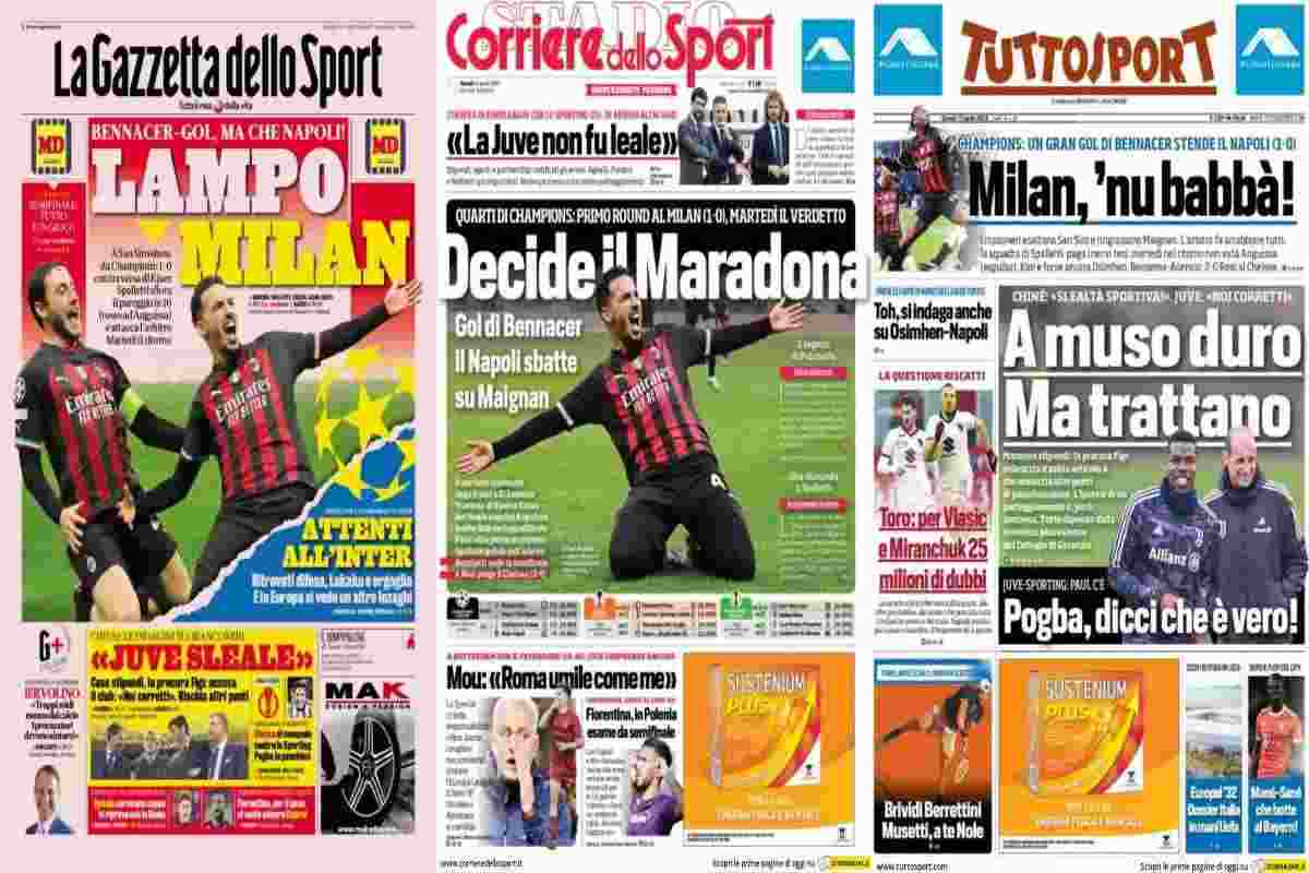 Rassegna stampa, le prime pagine dei quotidiani sportivi del 13 aprile 2023