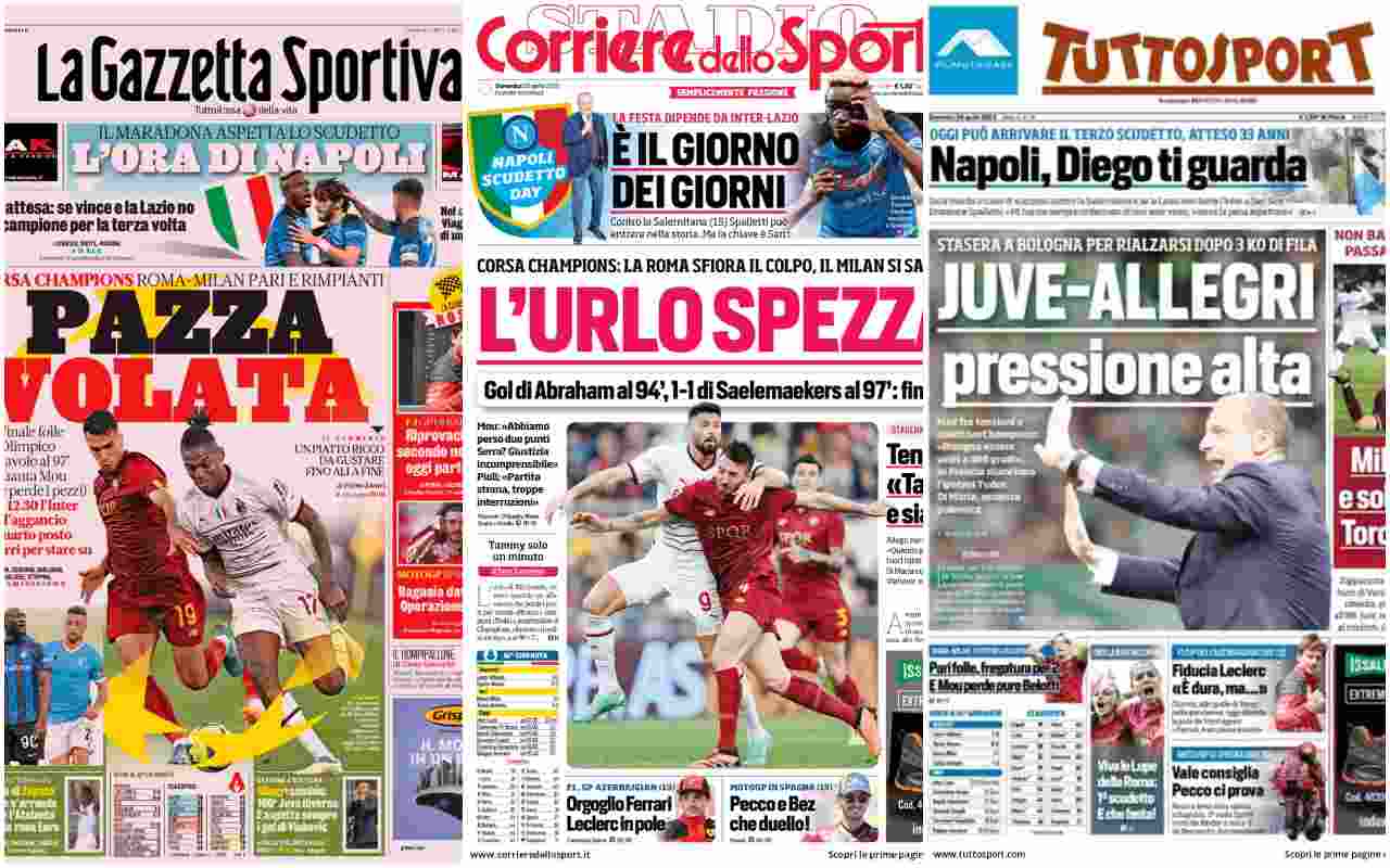 Rassegna stampa, le prime pagine dei quotidiani sportivi del 30 aprile