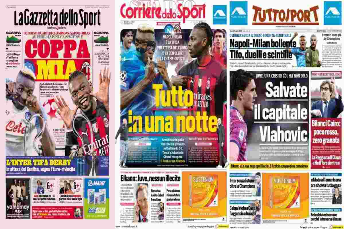 Rassegna stampa, le prime pagine dei quotidiani sportivi del 18 aprile