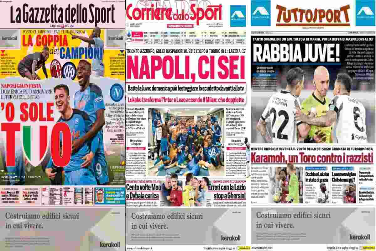 Rassegna stampa, le prime pagine dei quotidiani sportivi del 24 aprile 2023