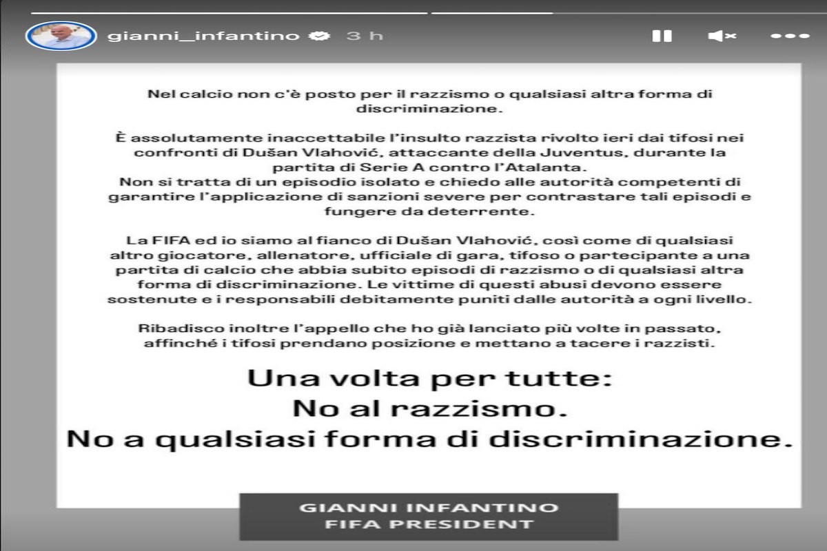 Caso Vlahovic, la reazione di Infantino