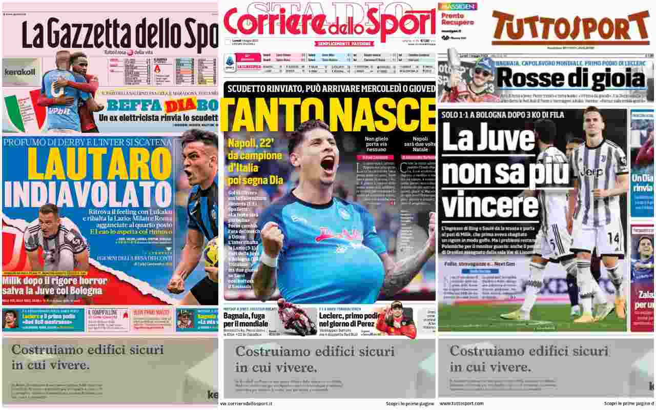 Rassegna stampa, le prime pagine dei quotidiani sportivi del 1 maggio