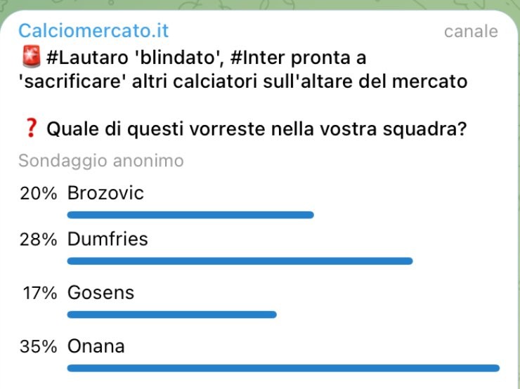 Sondaggio Inter, via Onana