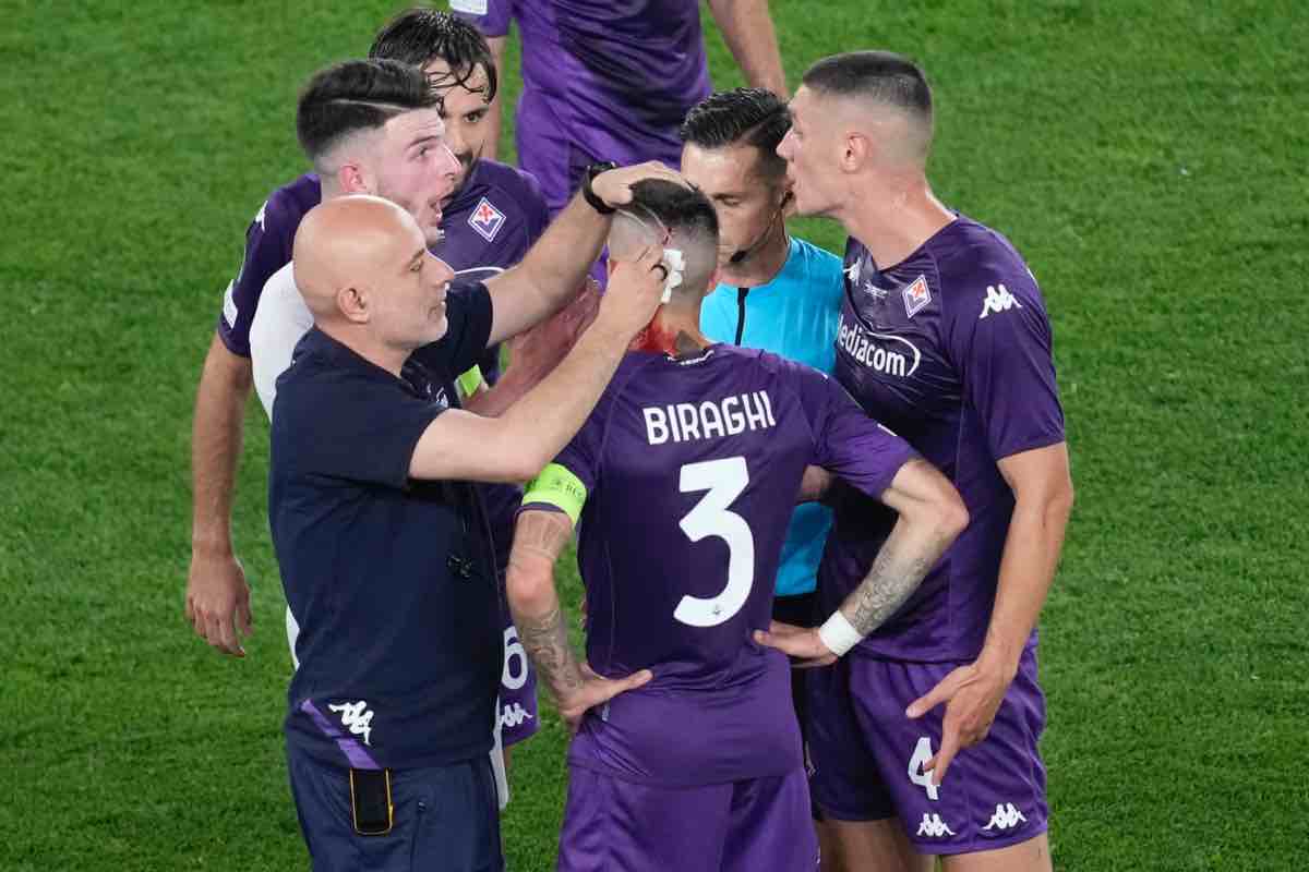 Biraghi medicato durante Fiorentina-West Ham