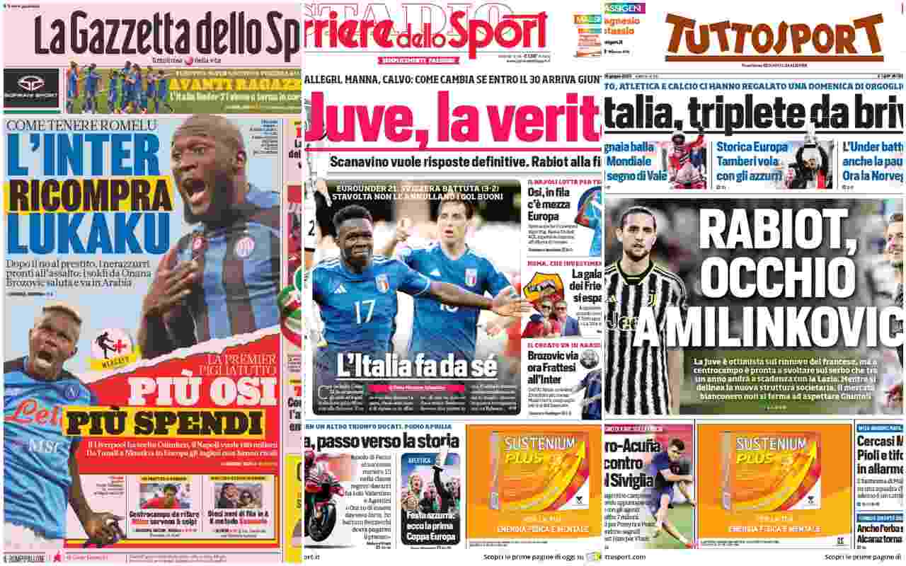 Rassegna stampa, le prime pagine dei quotidiani sportivi del 26 giugno