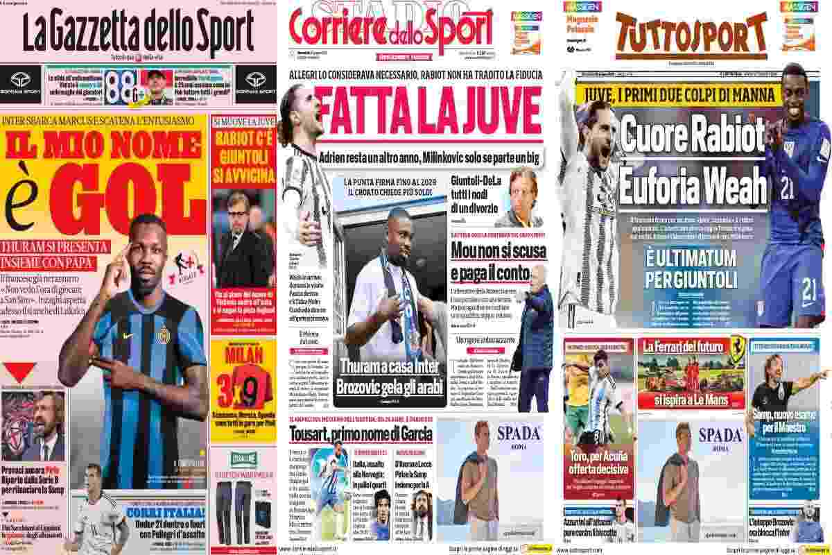 Rassegna stampa, le prime pagine dei quotidiani sportivi del 28 giugno 2023