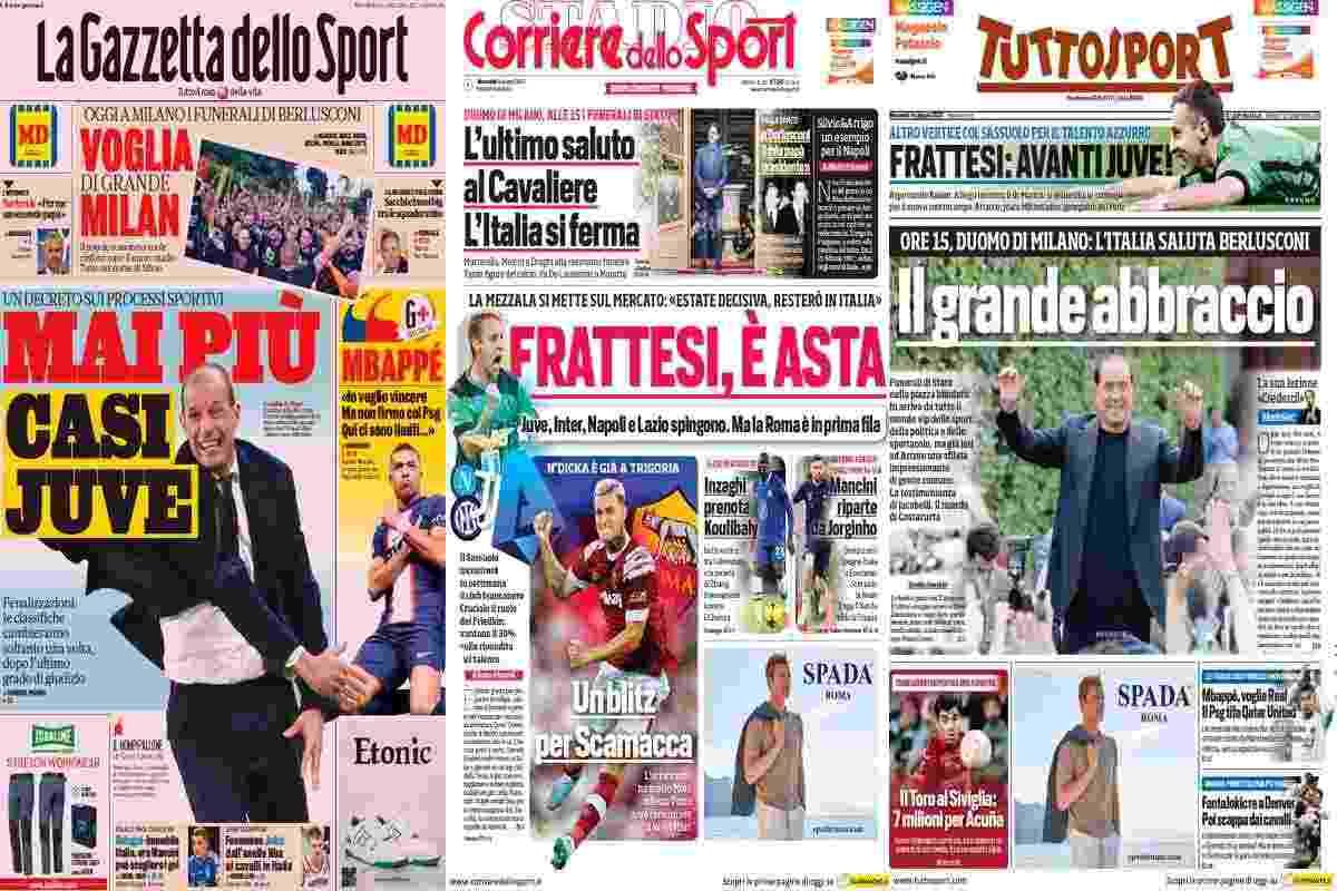 Rassegna stampa, le prime pagine dei quotidiani sportivi del 14 giugno 2023