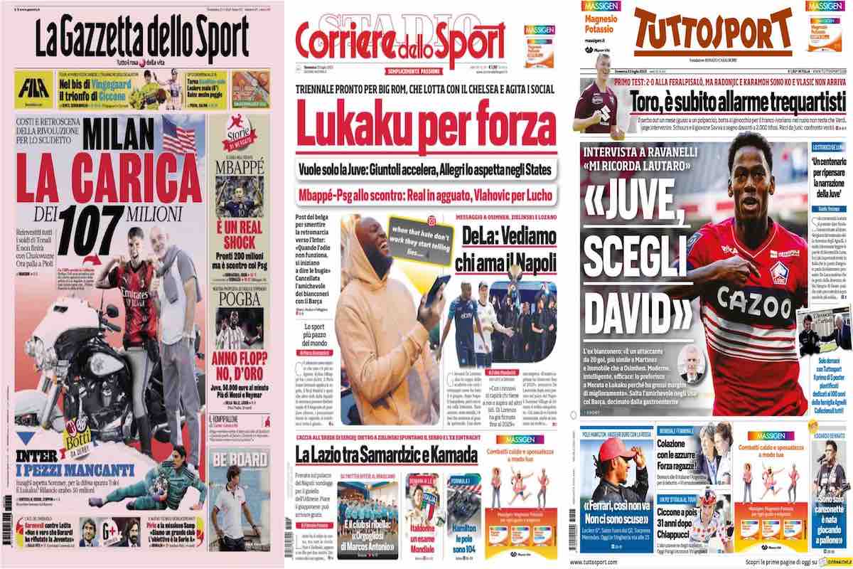 Giornali, le prime pagine del 23 luglio