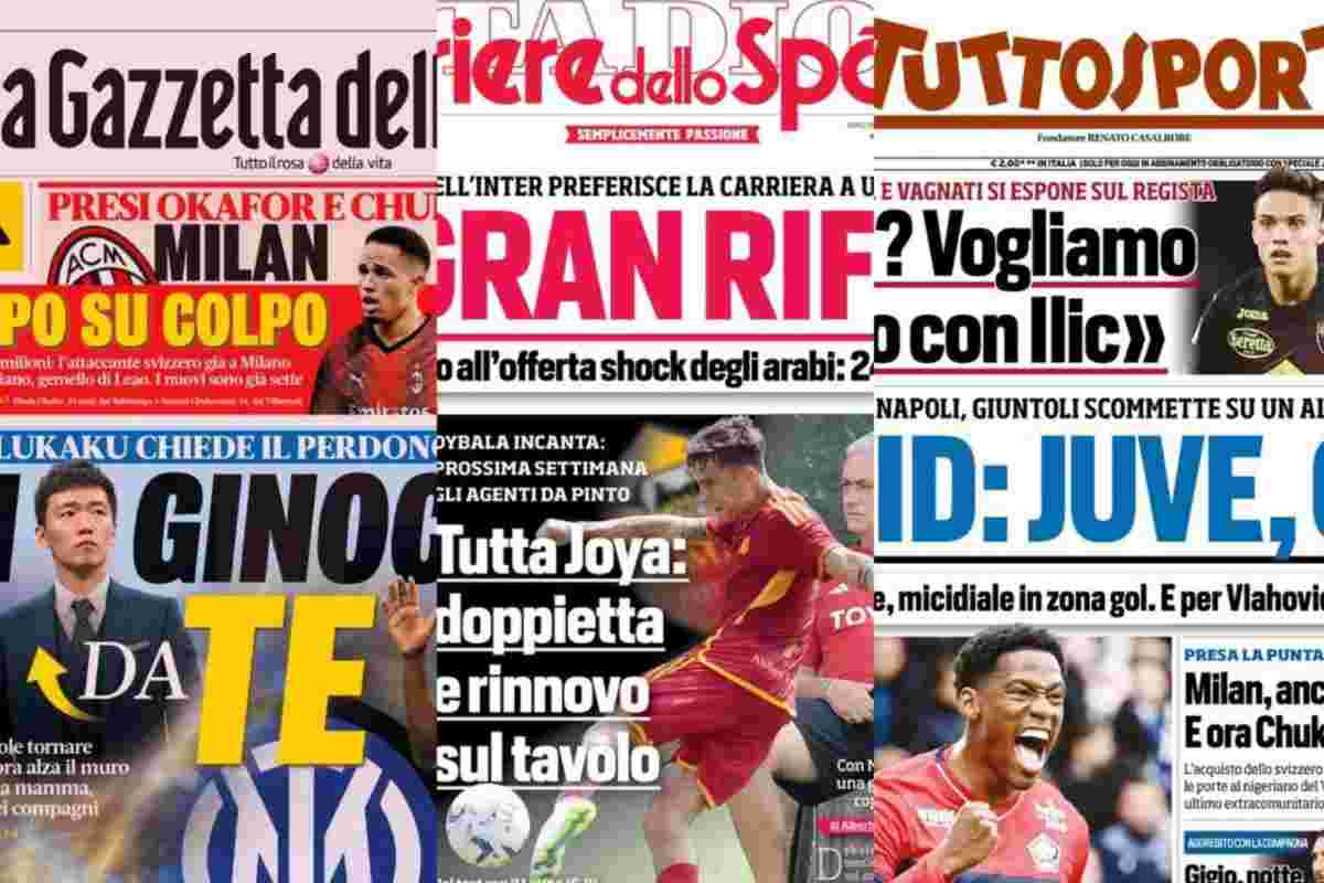 Gazzetta, Corriere, Tuttosport: i titoli di oggi