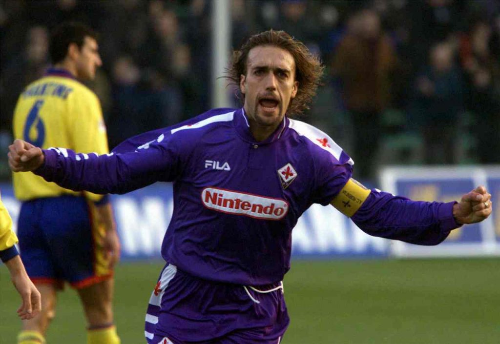 Batistuta esultante ai tempi d'oro della Fiorentina