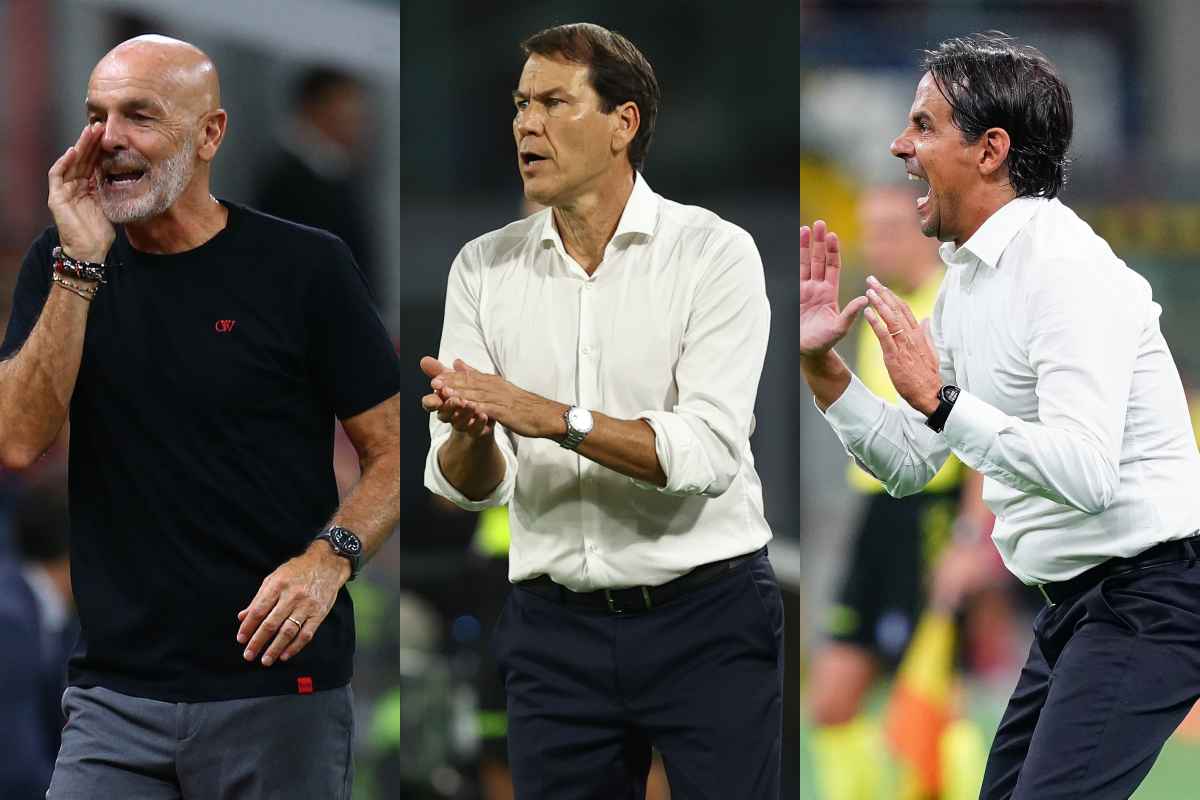 Collage con Pioli, Garcia e Inzaghi