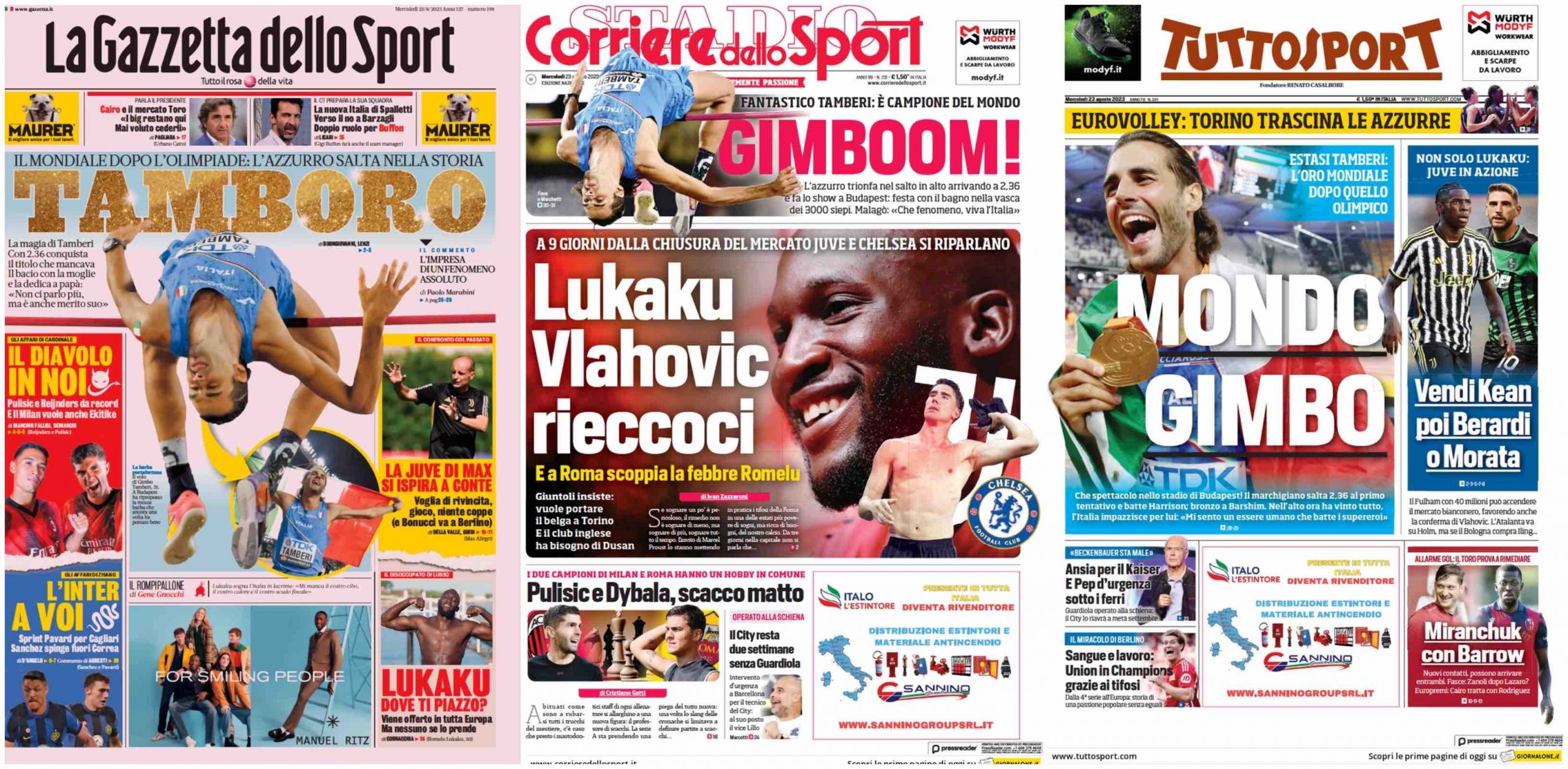 Le prime pagine del 23 agosto