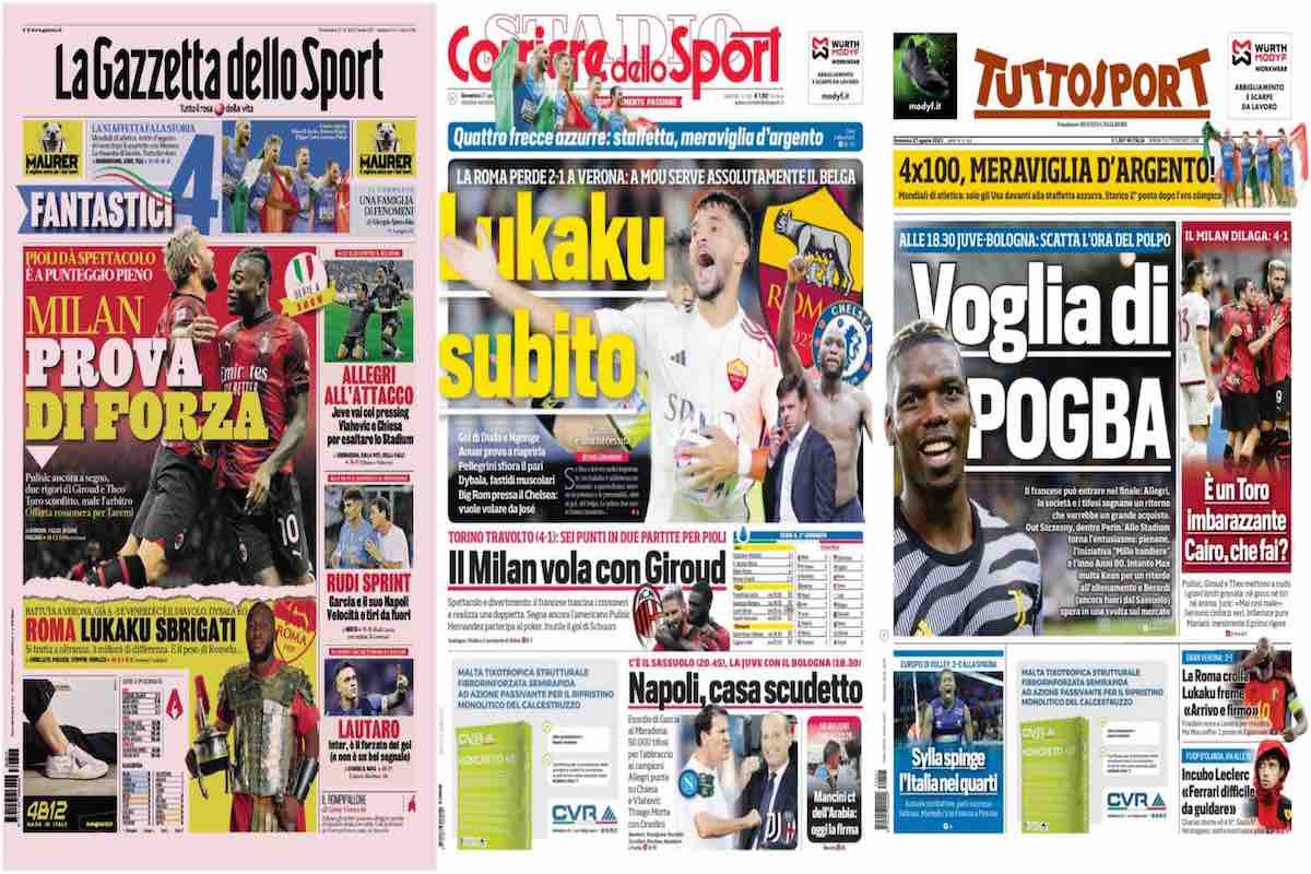 Le prime pagine del 27 agosto