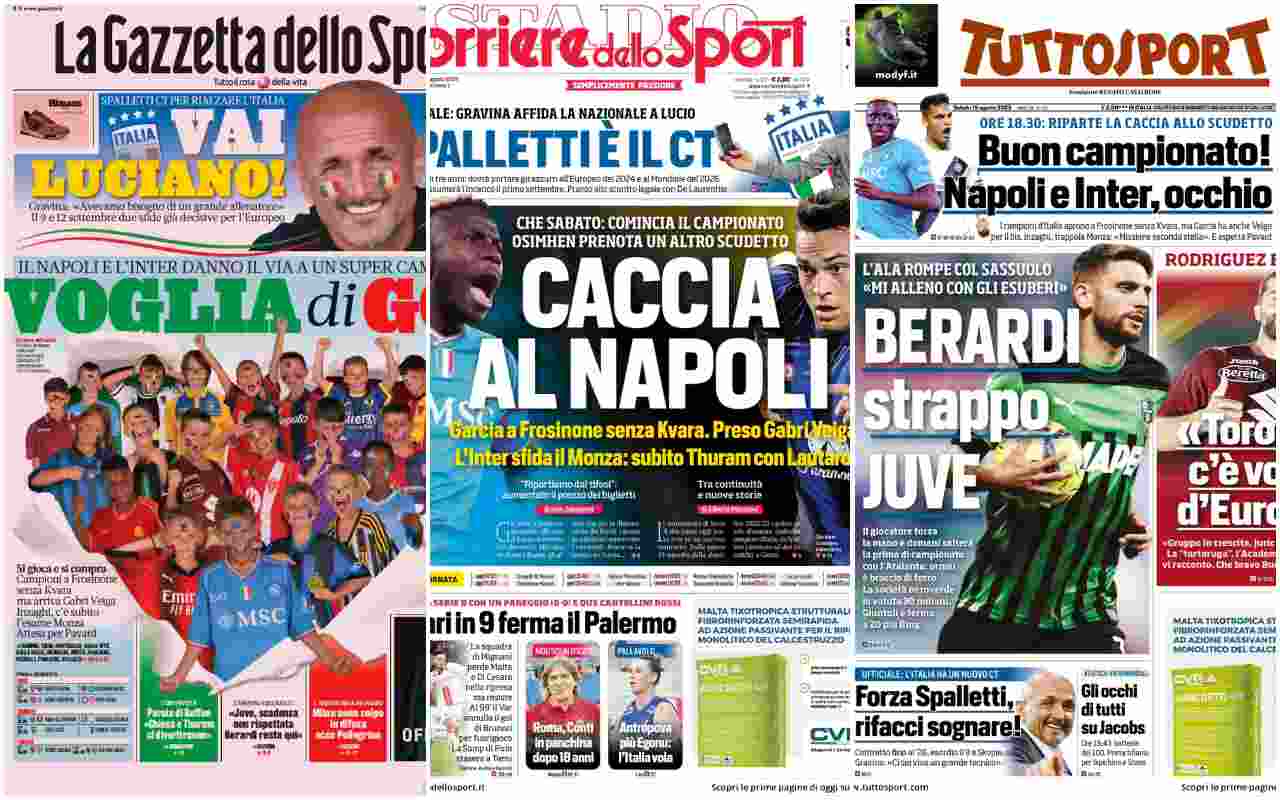 Rassegna stampa, le prime pagine dei quotidiani sportivi del 19 agosto