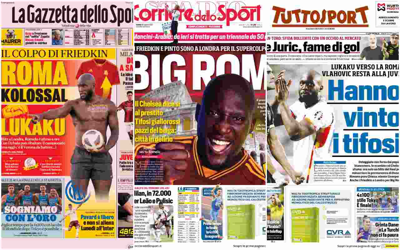 Rassegna stampa, le prime pagine dei quotidiani sportivi del 26 agosto