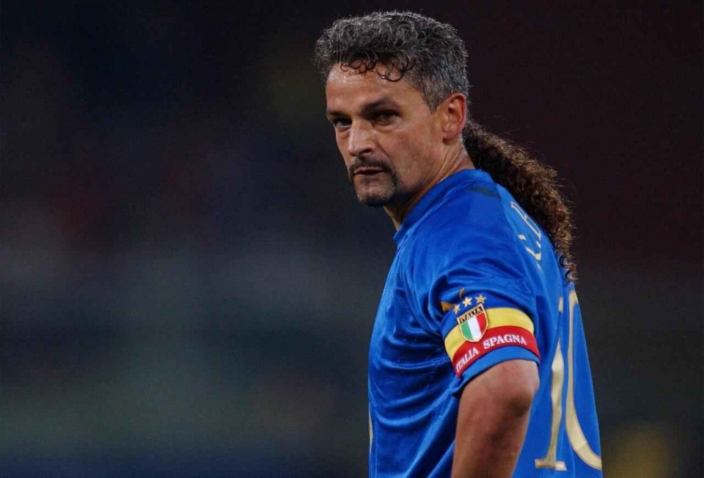 Roberto Baggio nella sua ultima partita con gli Azzurri nel 2004