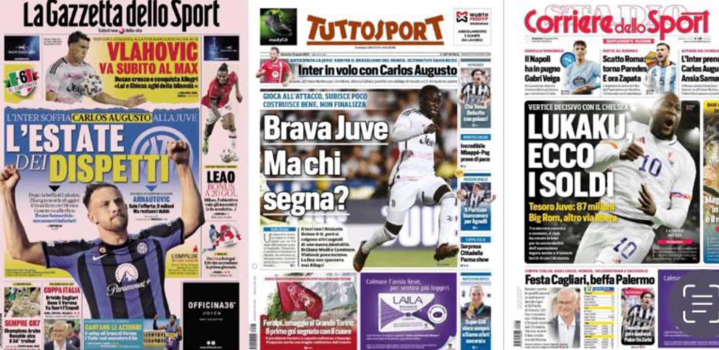 Rassegna stampa, le prime pagine dei quotidiani sportivi del 13 agosto