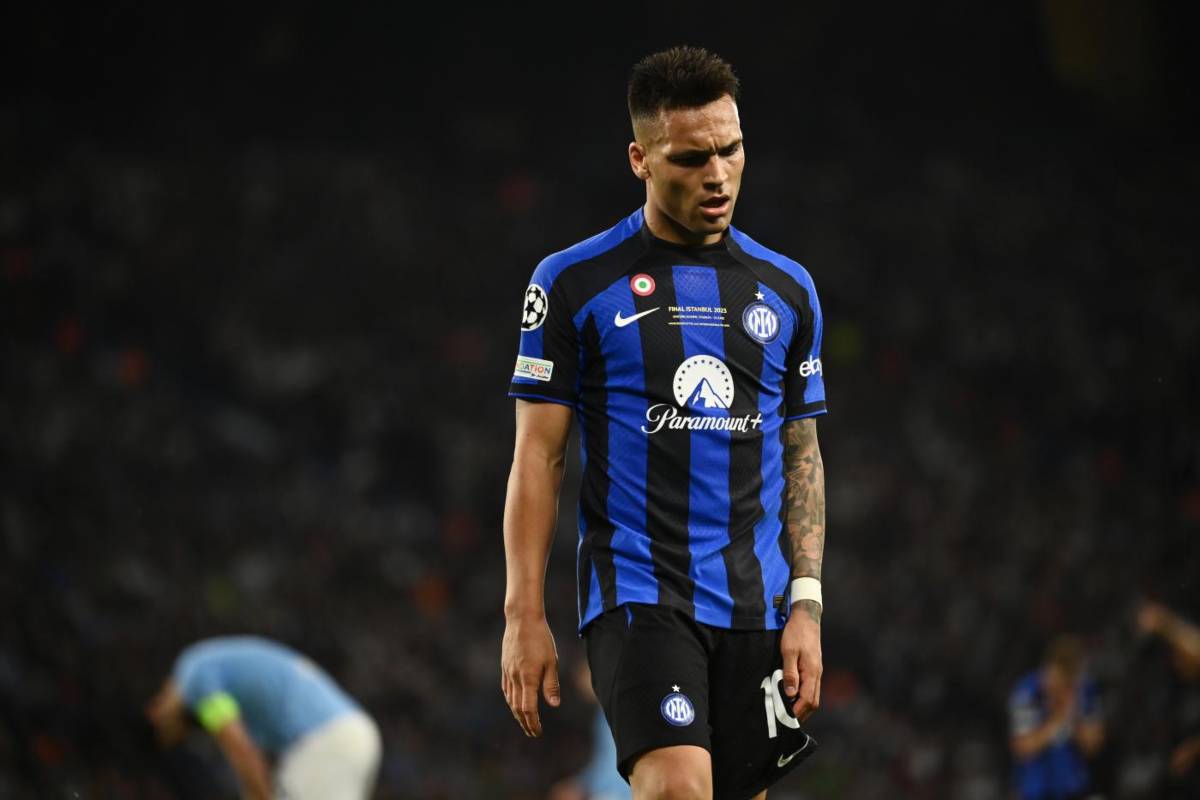 Lautaro Martinez deluso durante Manchester City-Inter