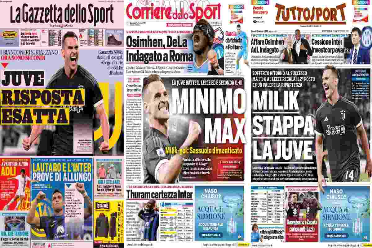 Rassegna stampa, le prime pagine dei quotidiani sportivi del 27 settembre 2023