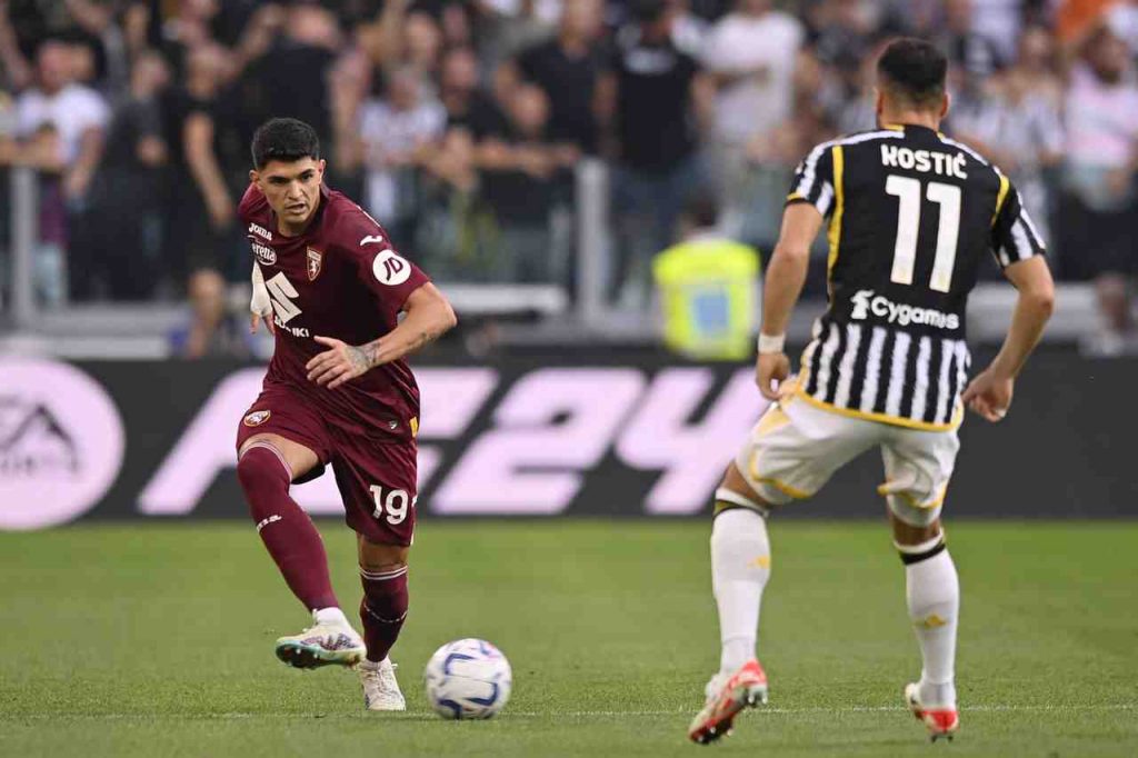 Bellanova in un'azione del derby con la Juventus all'ottava giornata