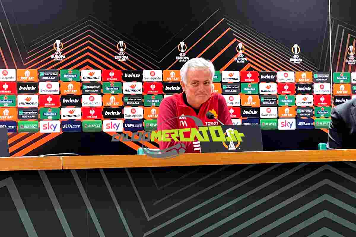 mourinho in conferenza stampa dopo roma-servette