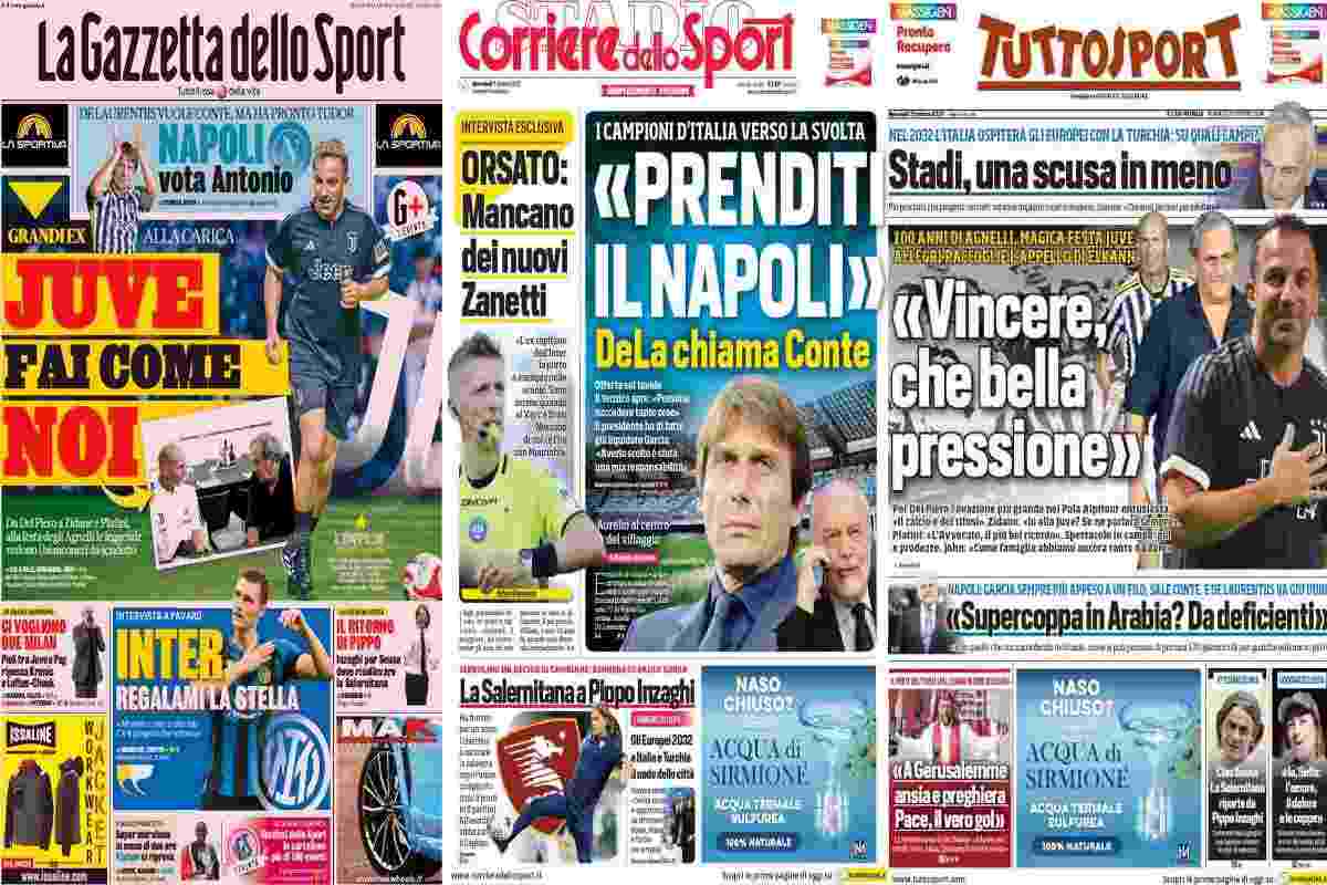 Rassegna stampa, le prime pagine dei quotidiani sportivi dell'11 ottobre 2023