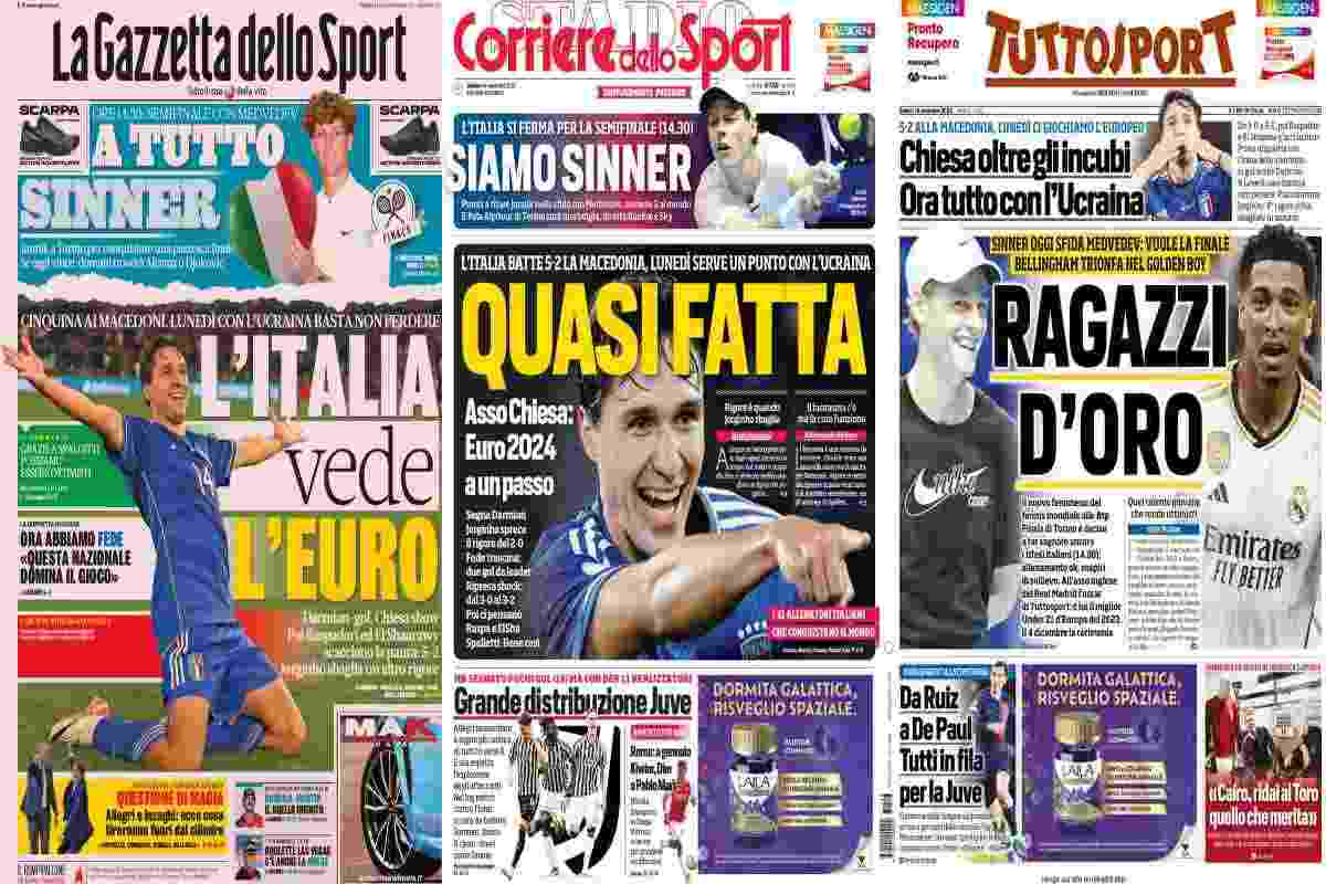 Le Prime Pagine Sportive Internazionali – 28 novembre