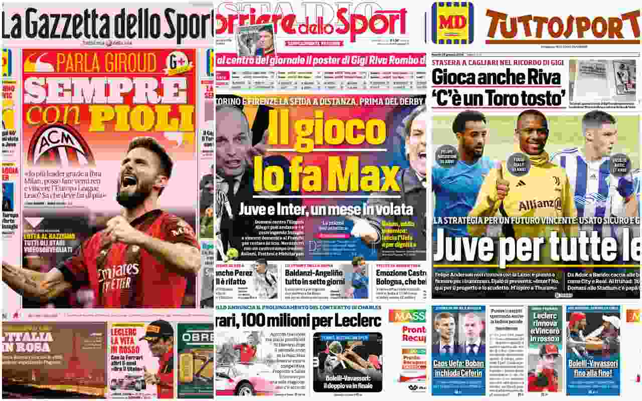 Rassegna stampa, le prime pagine dei quotidiani sportivi del 26 gennaio