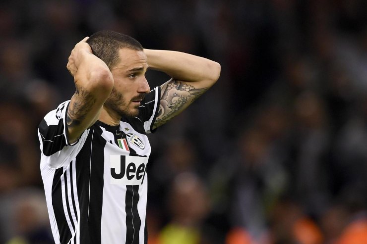 bonucci disperato durante la finale di champions real madrid-juventus nel 2017