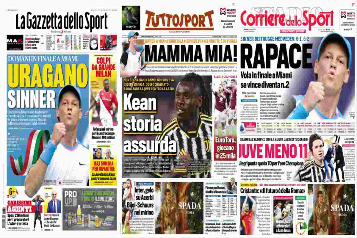 Rassegna stampa, le prime pagine dei quotidiani sportivi del 30 marzo