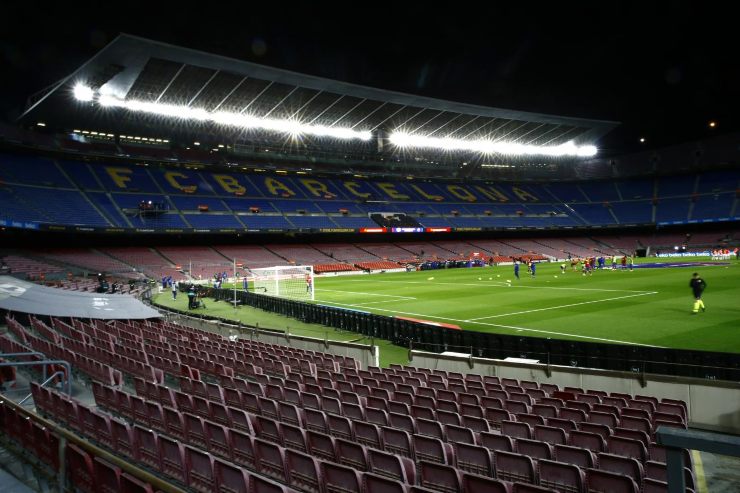 Il Camp Nou di Barcellona visto dall'interno 